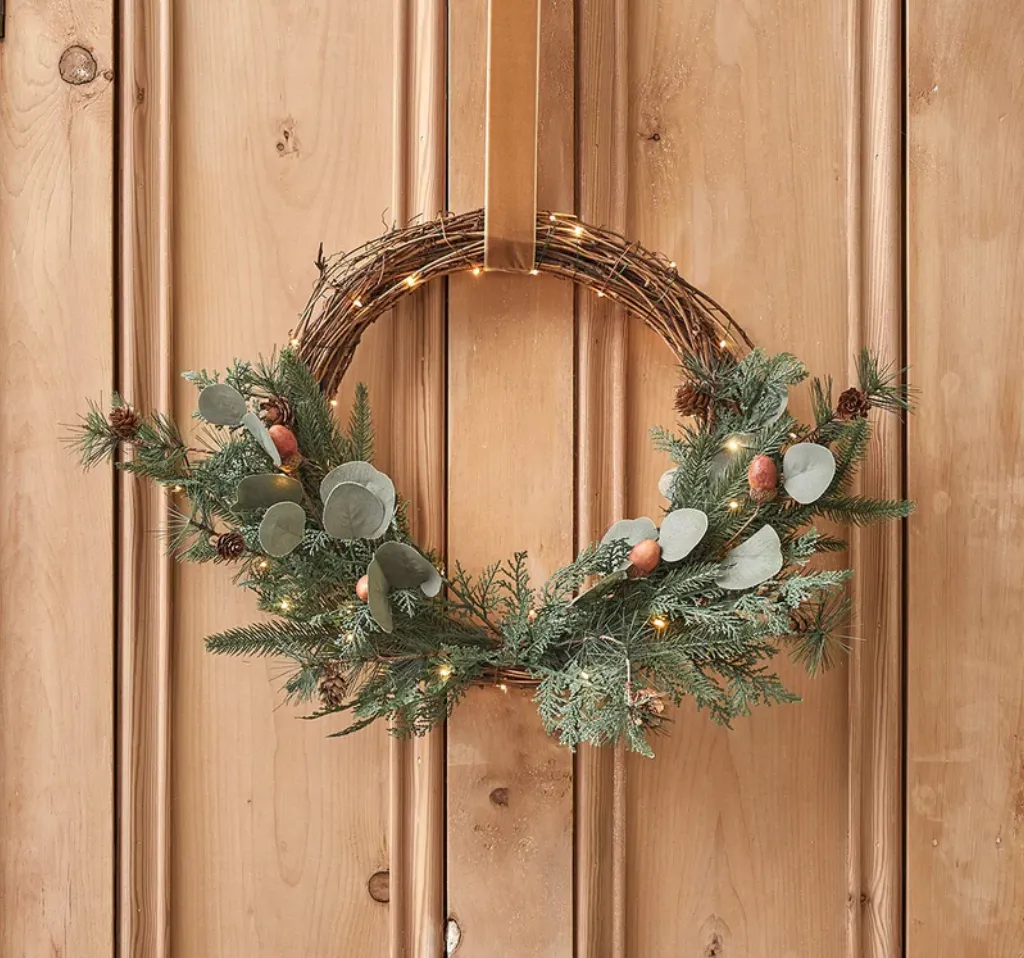 45cm Acorn Half Christmas Wreath Micro Light Bundle
