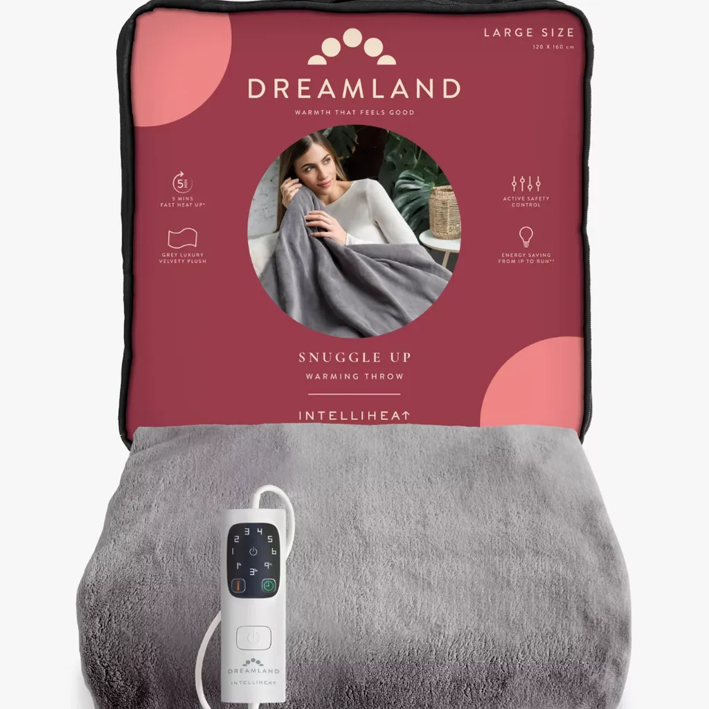 Dreamland Luxury Heated Throw in Grey - was £69.98 now £59.99 (save £9.99)