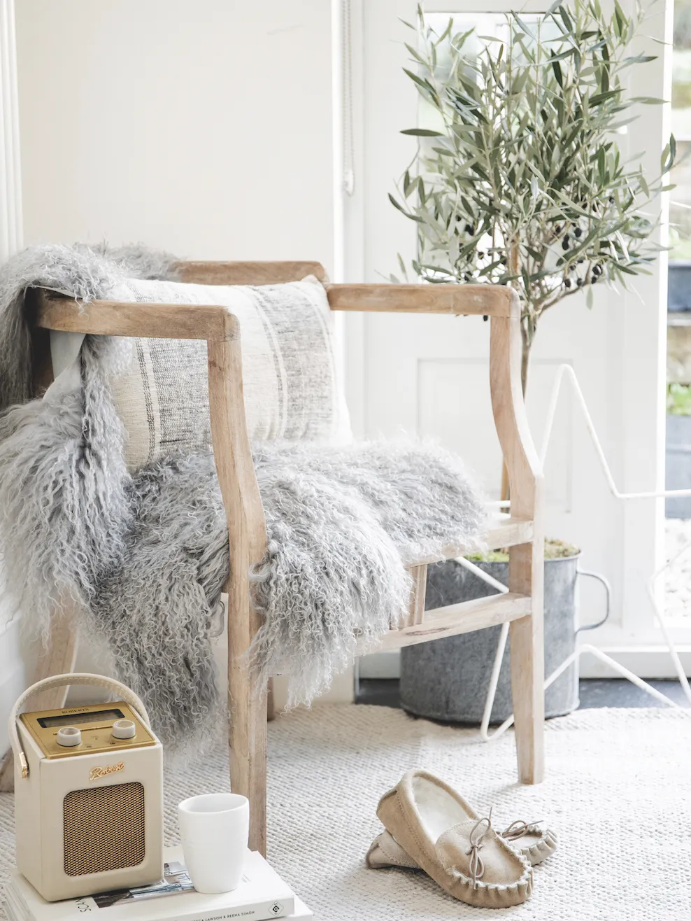 Curly and luxurious, this sheepskin is made from sheep roaming freely high in the Tibetan mountains Rarebreed Tibetan sheepskin in Dove Grey, £150, Jord Home