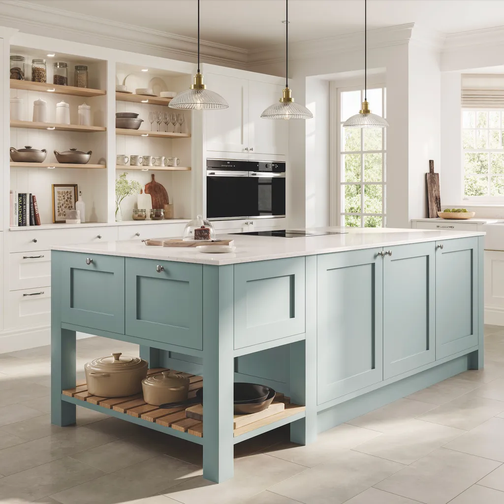 For a kitchen that will stand the test of time, keep it classic with Shaker units in pastel shades
