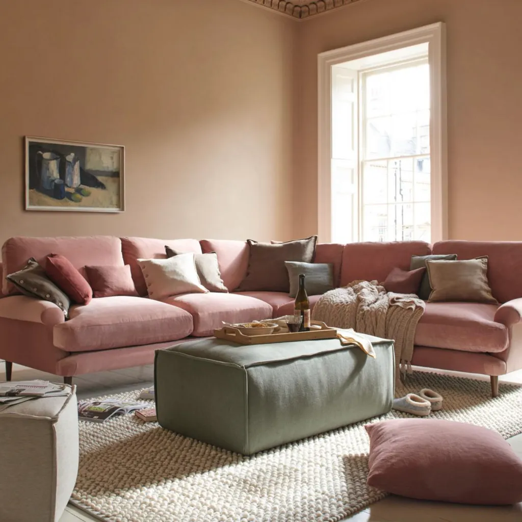 Dawdler corner sofa in Flushed Cheek Clever Velvet,
£4,095, Loaf