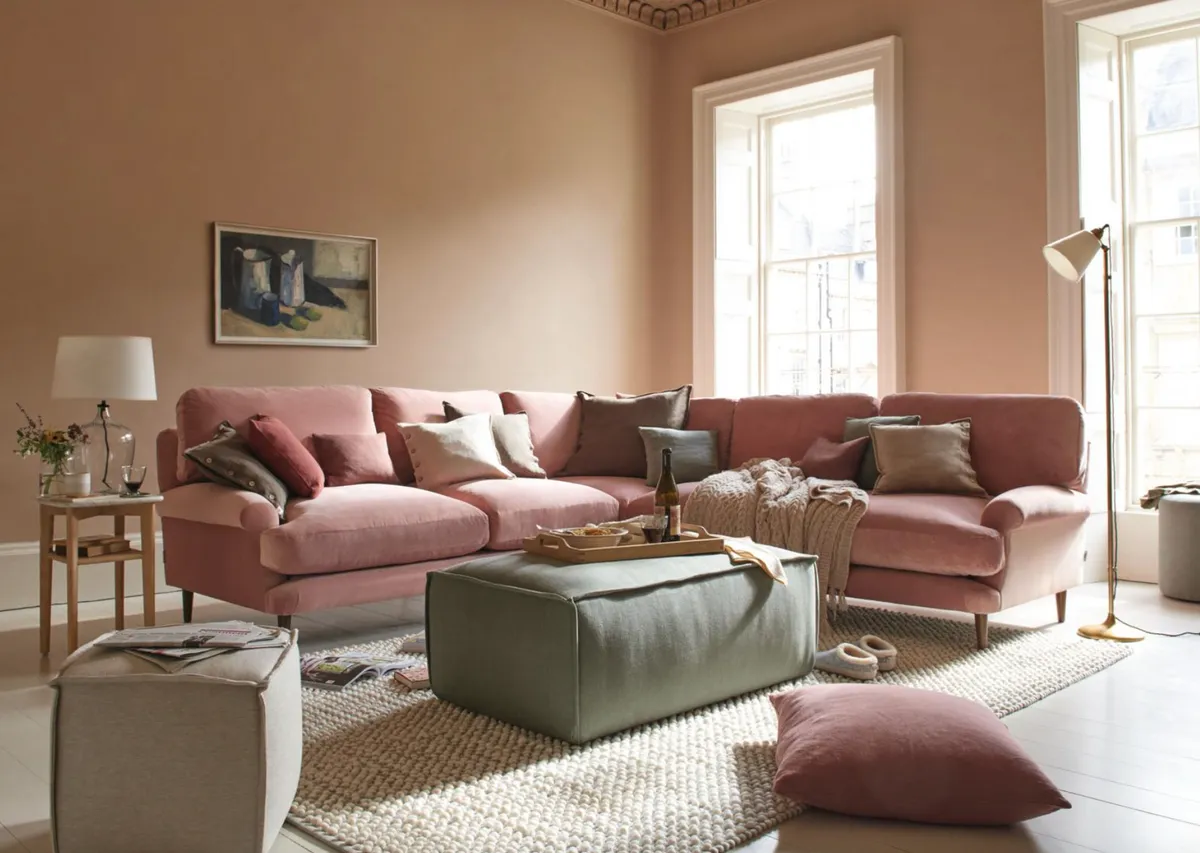 Dawdler corner sofa in Flushed Cheek Clever Velvet,
£4,095, Loaf
