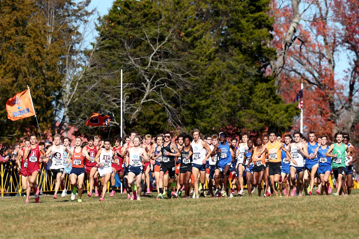 Runners compete during the Division I Men's and Women's Cross Country Championship held at Panorama Farms on November 18, 2023 in Earlysville, Virginia.