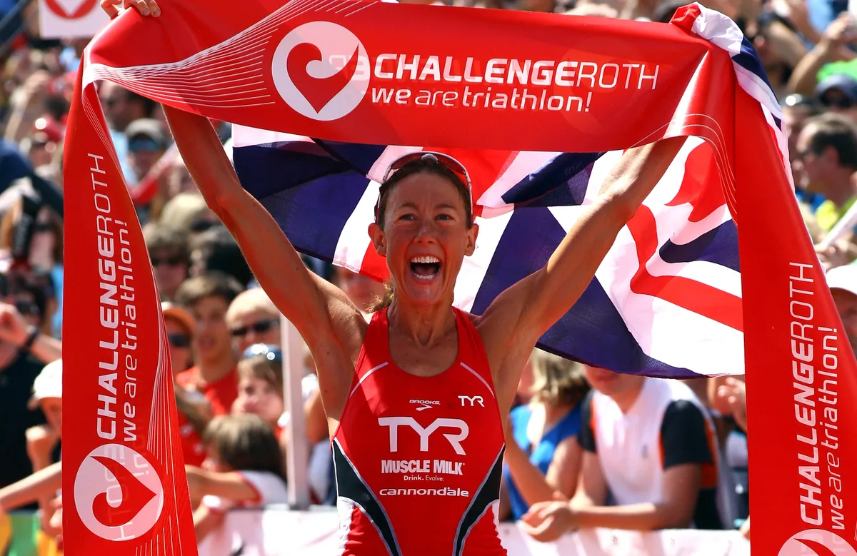 Chrissie Wellington wins Challenge Roth with a new long- distance world record on 10 July, 2011.