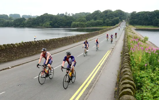 Athletes cycling at Ironman UK