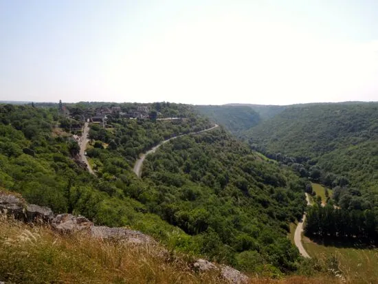 View to Rocamadour clinging to the cliff side