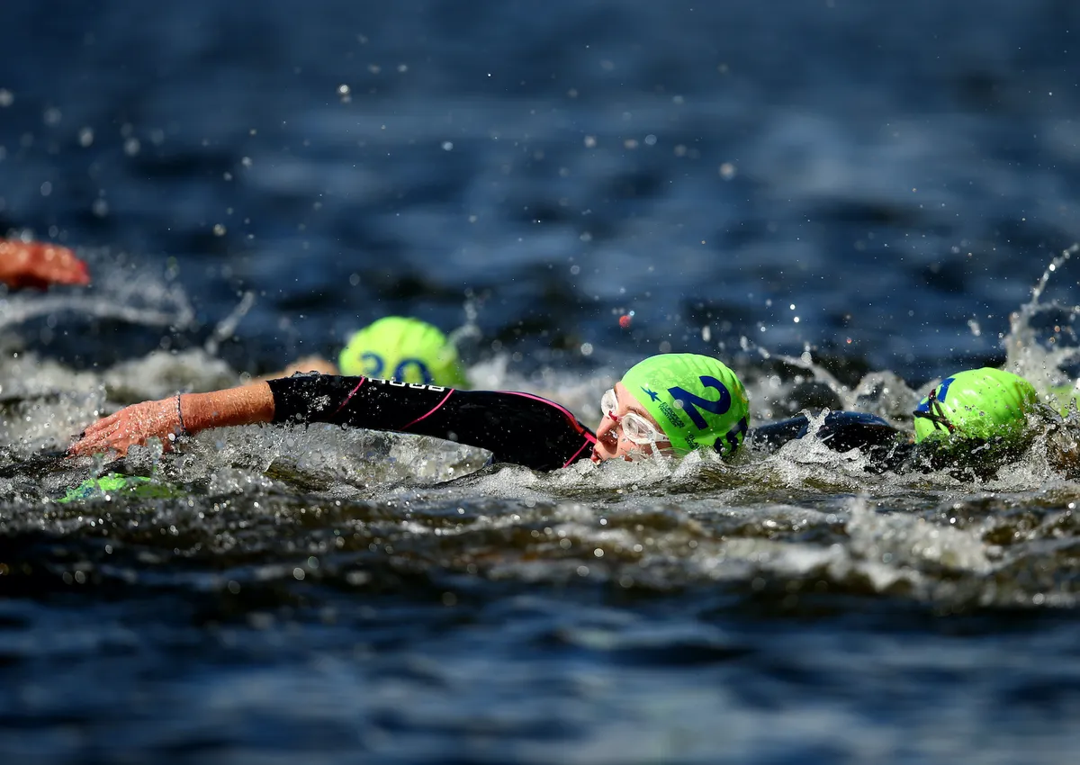 during the triathlon on Day eight of the European Championships Glasgow 2018 at Strathclyde Country Park on August 9, 2018 in Glasgow, Scotland. This event forms part of the first multi-sport European Championships.