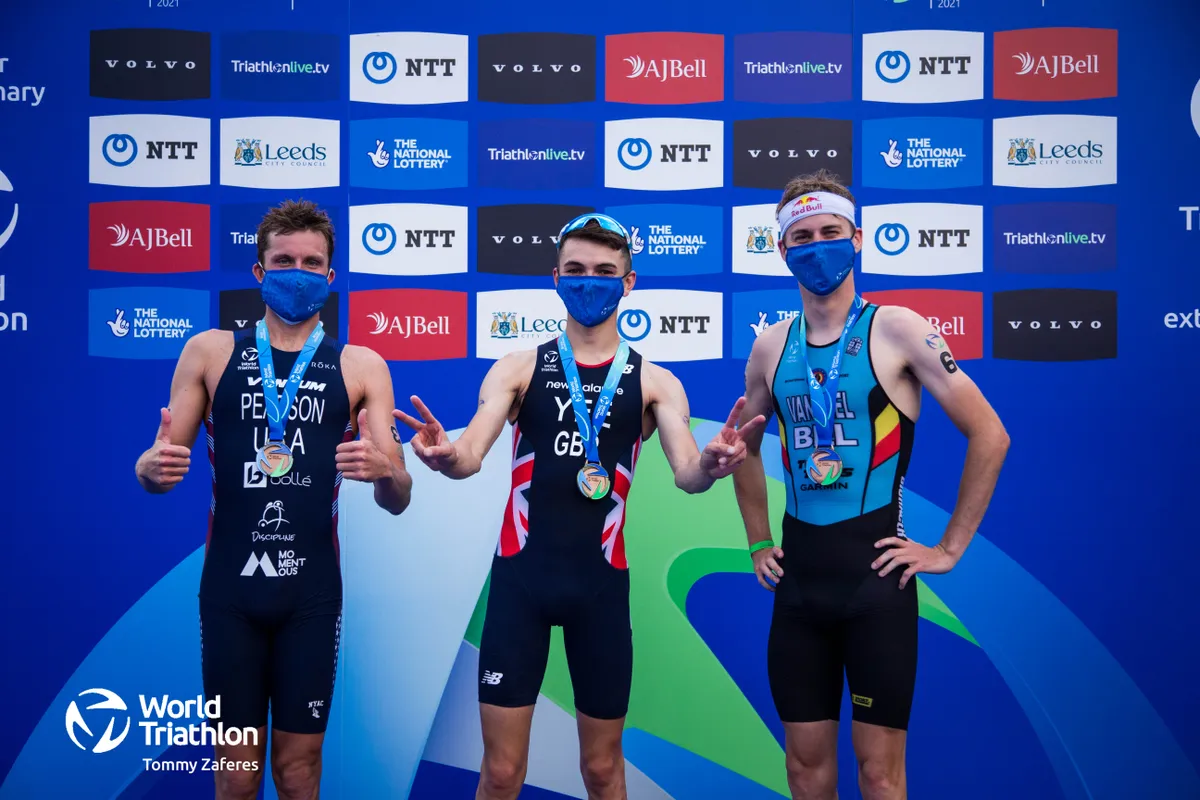 Men's podium winners at Leeds triathlon