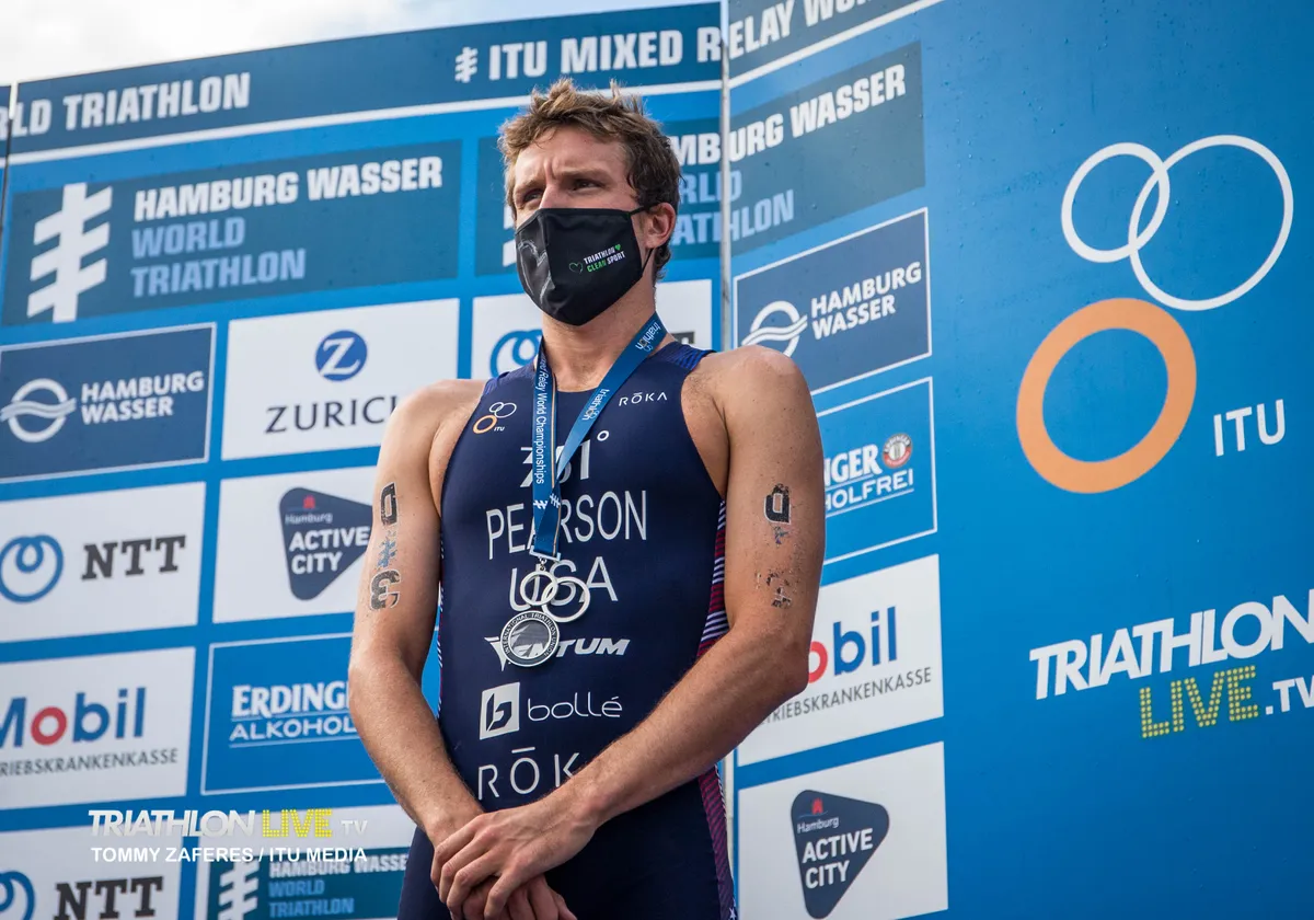 Morgan Pearson at Hamburg World Triathlon 2019. Tommy Zaferes image.