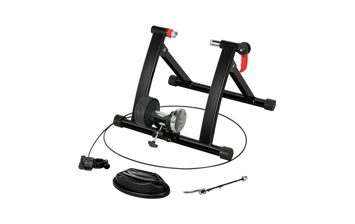 Yaheetech Turbo Trainer Magnetic Bike Trainer Bike Stand with Noise Reduction Wheel for Road on white background
