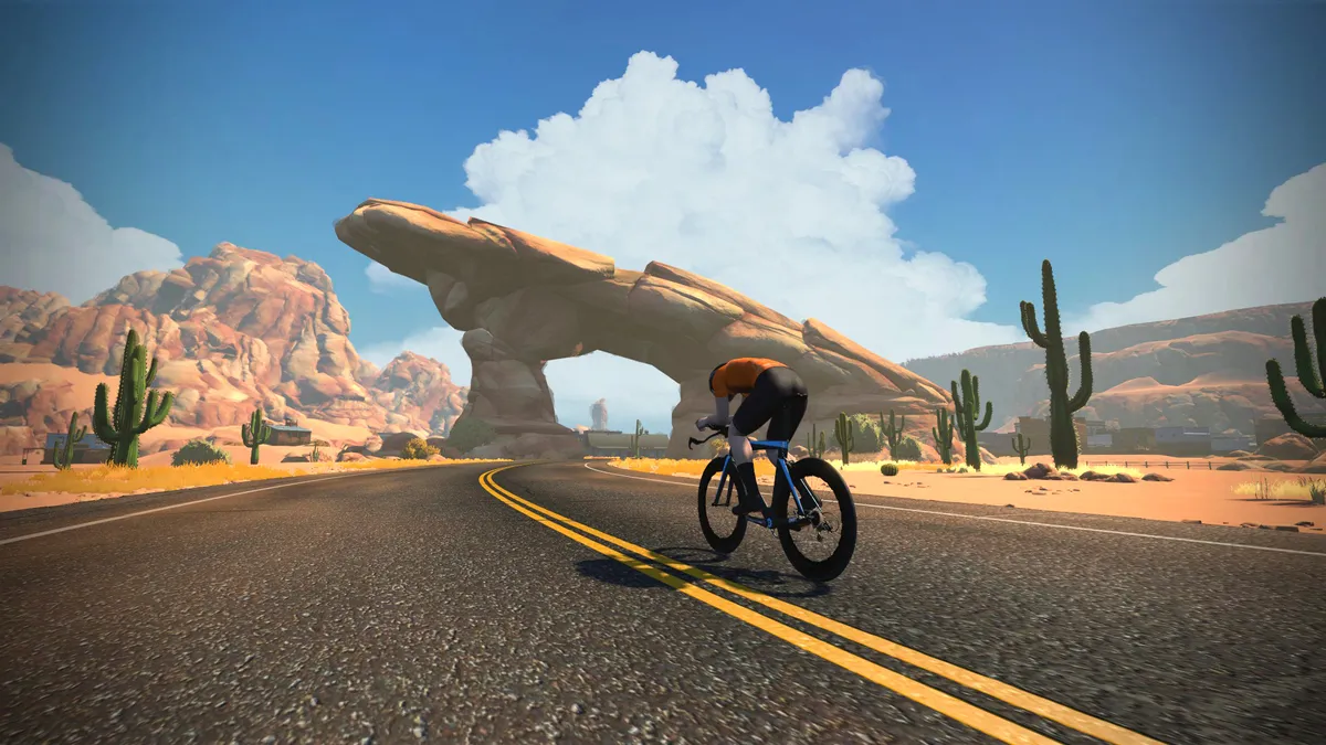 Cycling in Zwift's virtual world
