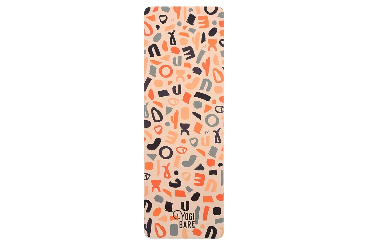 Pink and patterned yoga mat