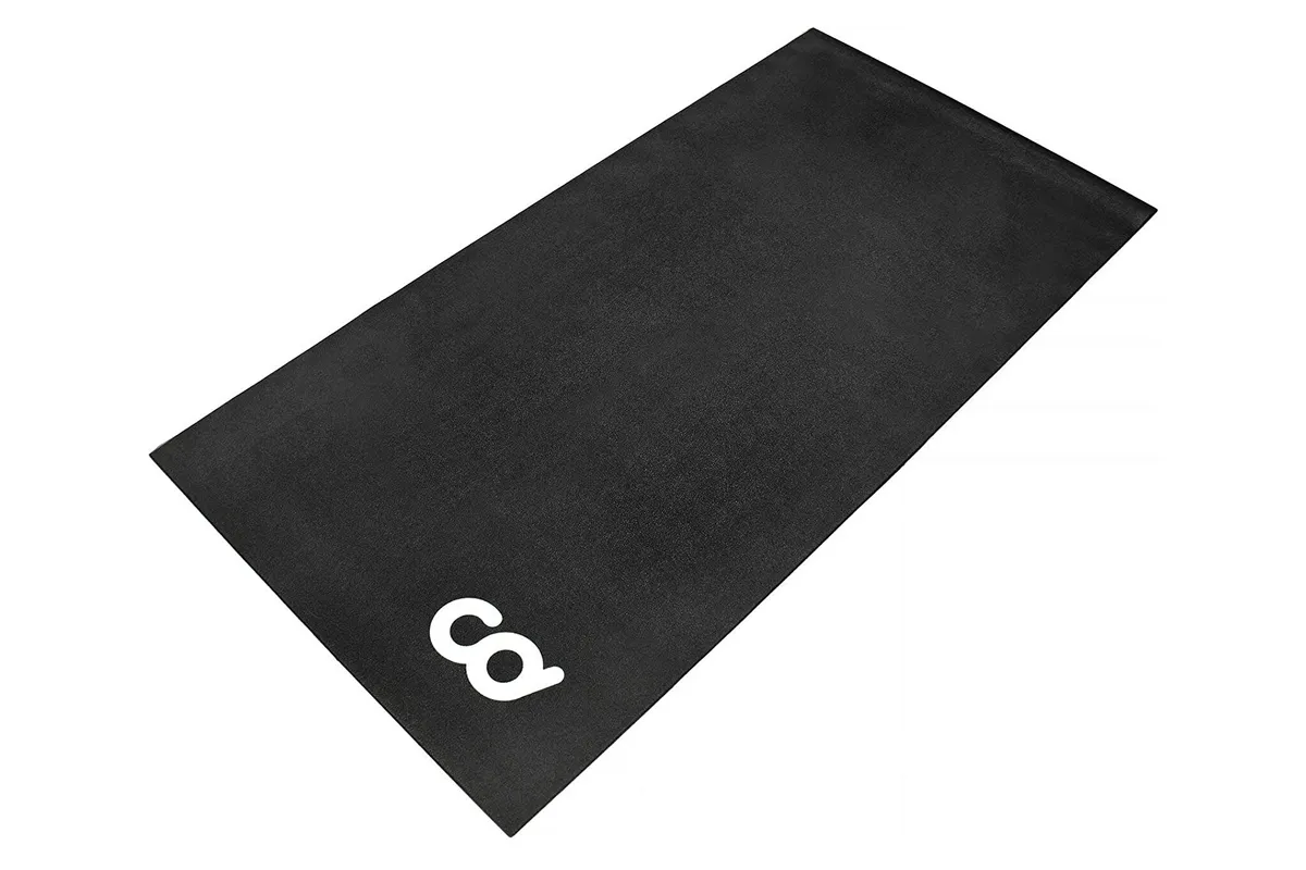 Black bike trainer floor mat