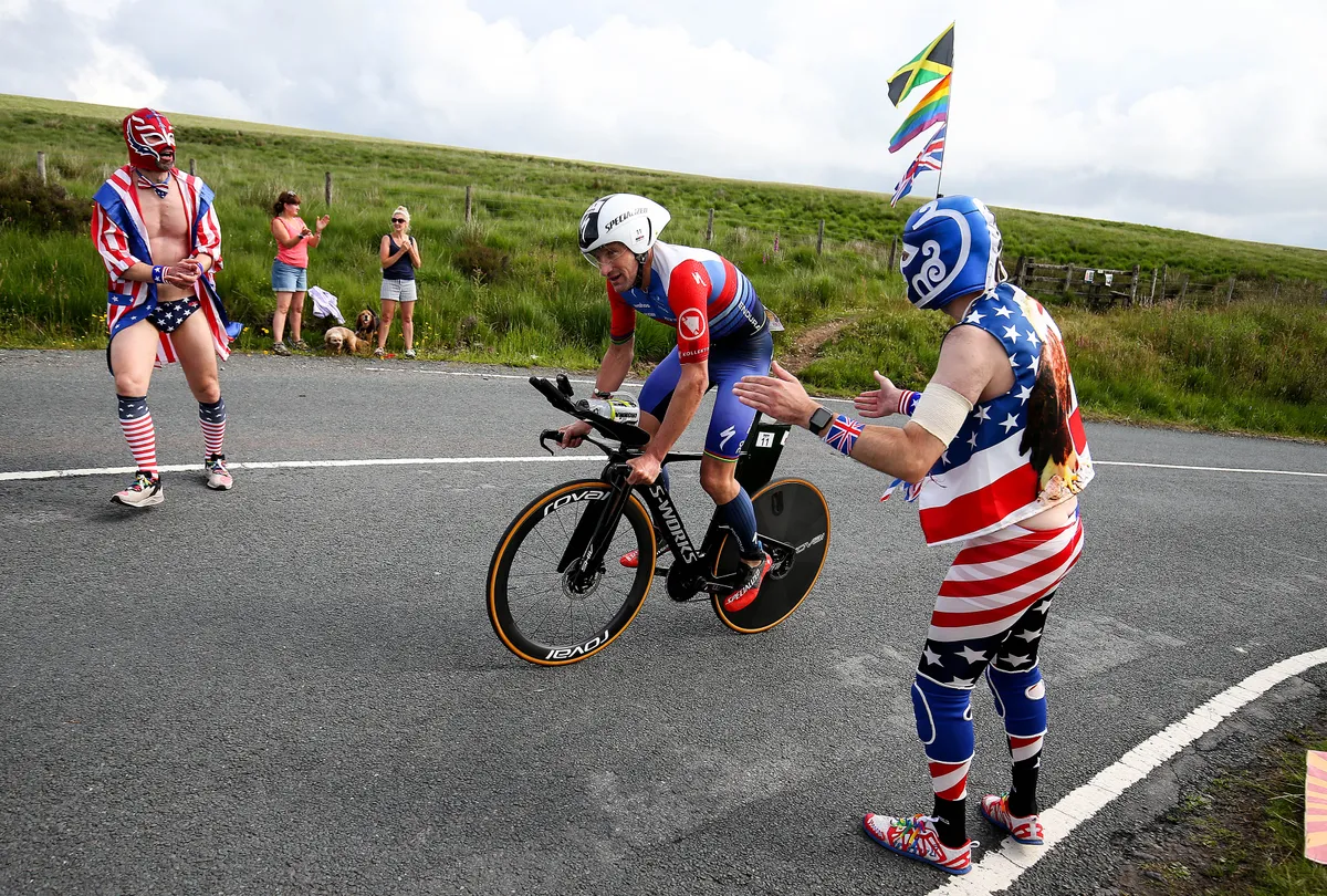 BOLTON, ENGLAND - JULY 04: Tim Don of Britain competes in the bike section of Ironman UK on July 4, 2021 in Bolton, England. (Photo by Nigel Roddis/Getty Images for IRONMAN)