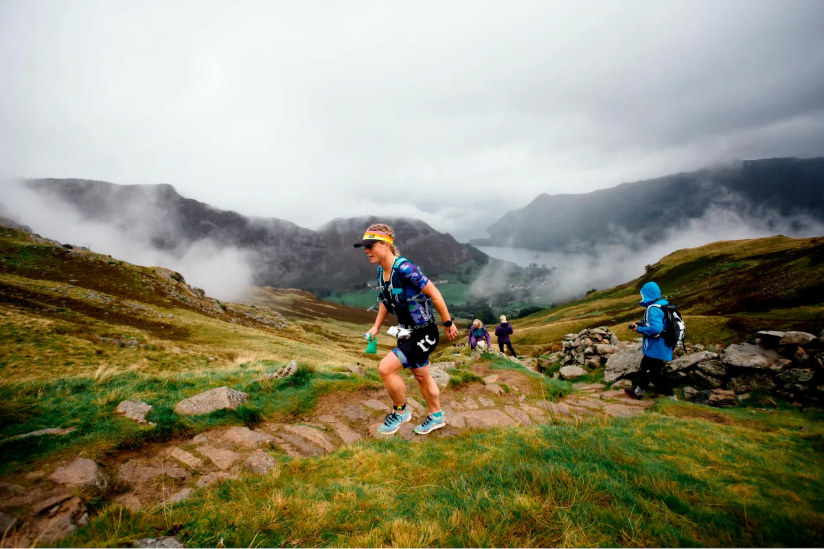 Triathletes take part in the Helvellyn Triathlon in the Lake District, England