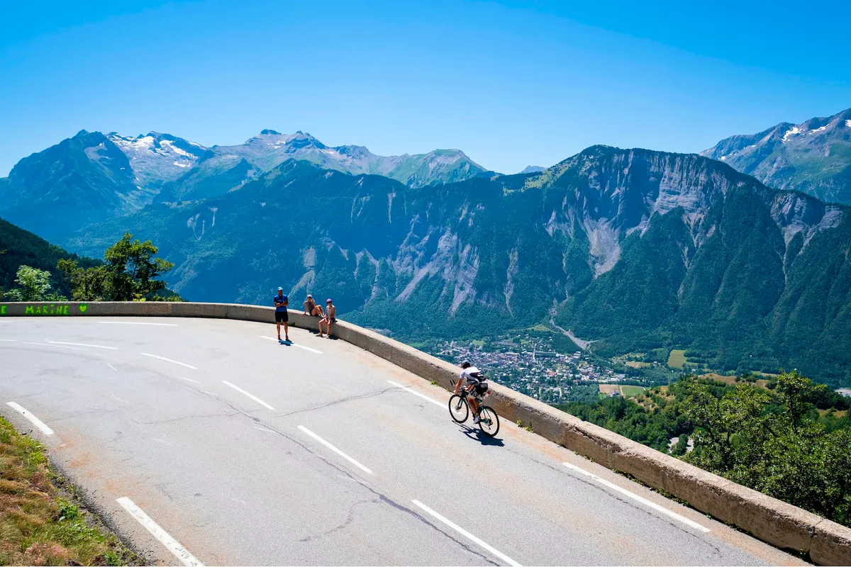 Triathletes take on the cycling leg of the Alpe d'Huez Triathlon