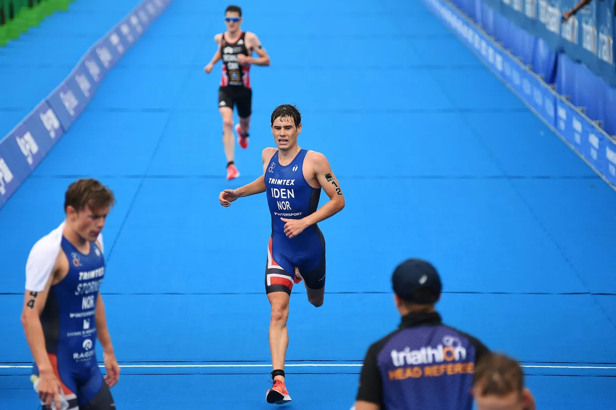 Gustav Iden crosses the line in fourth place at the 2019 Tokyo Olympics Test Event