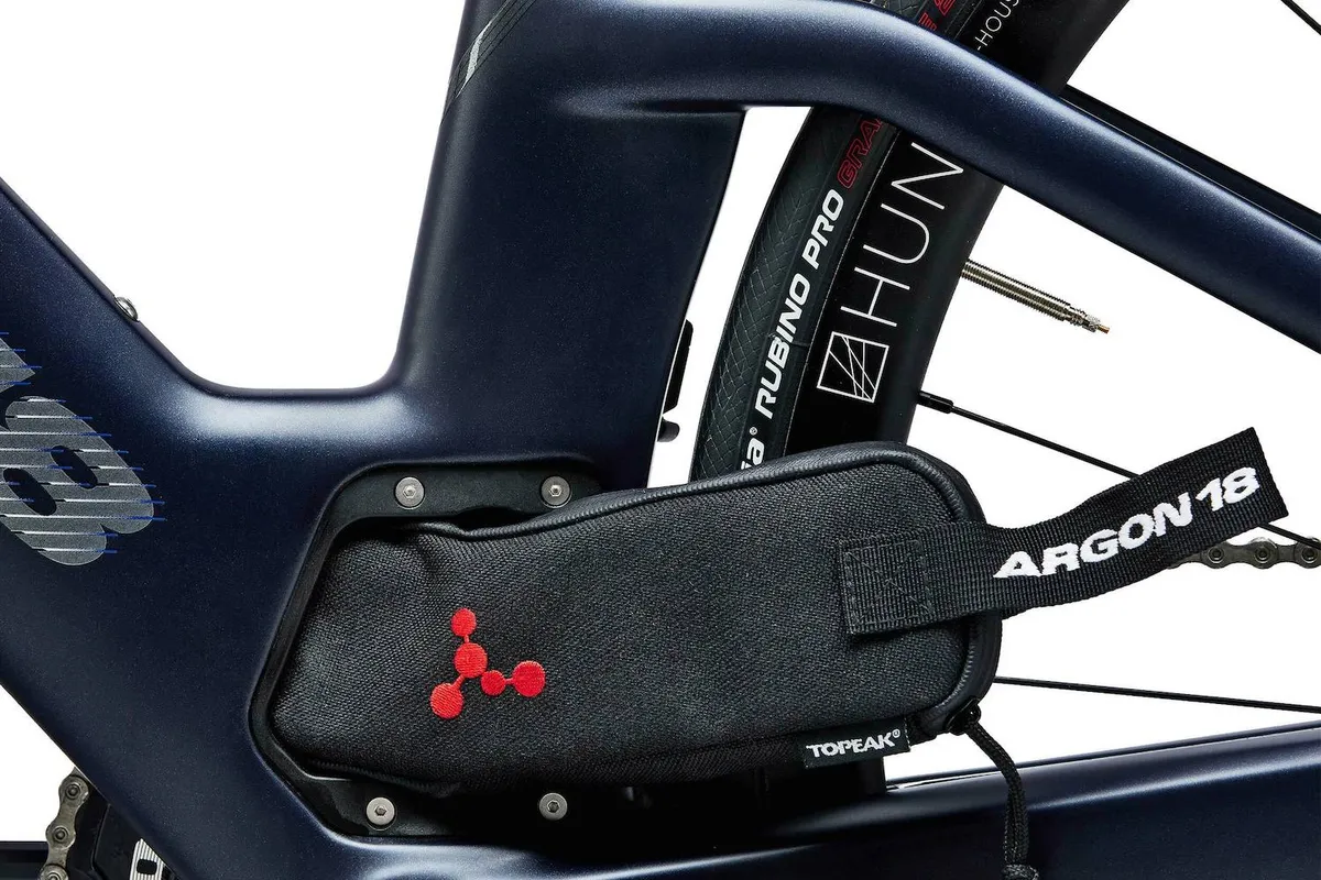 A close up of the storage on the Argon 18 E119 Tri  Disc bike