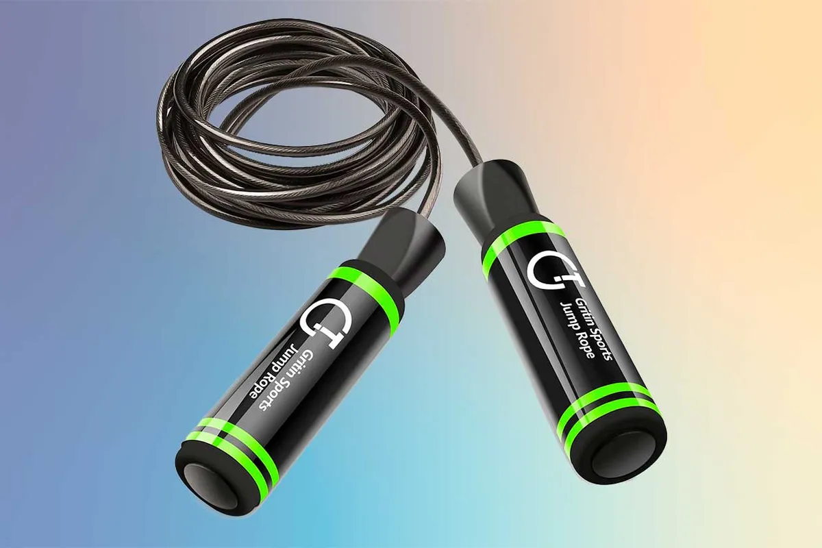 skipping rope with black and green handle