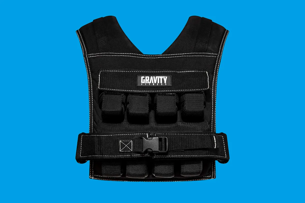 Gravity Fitness Weighted Vest, blue background