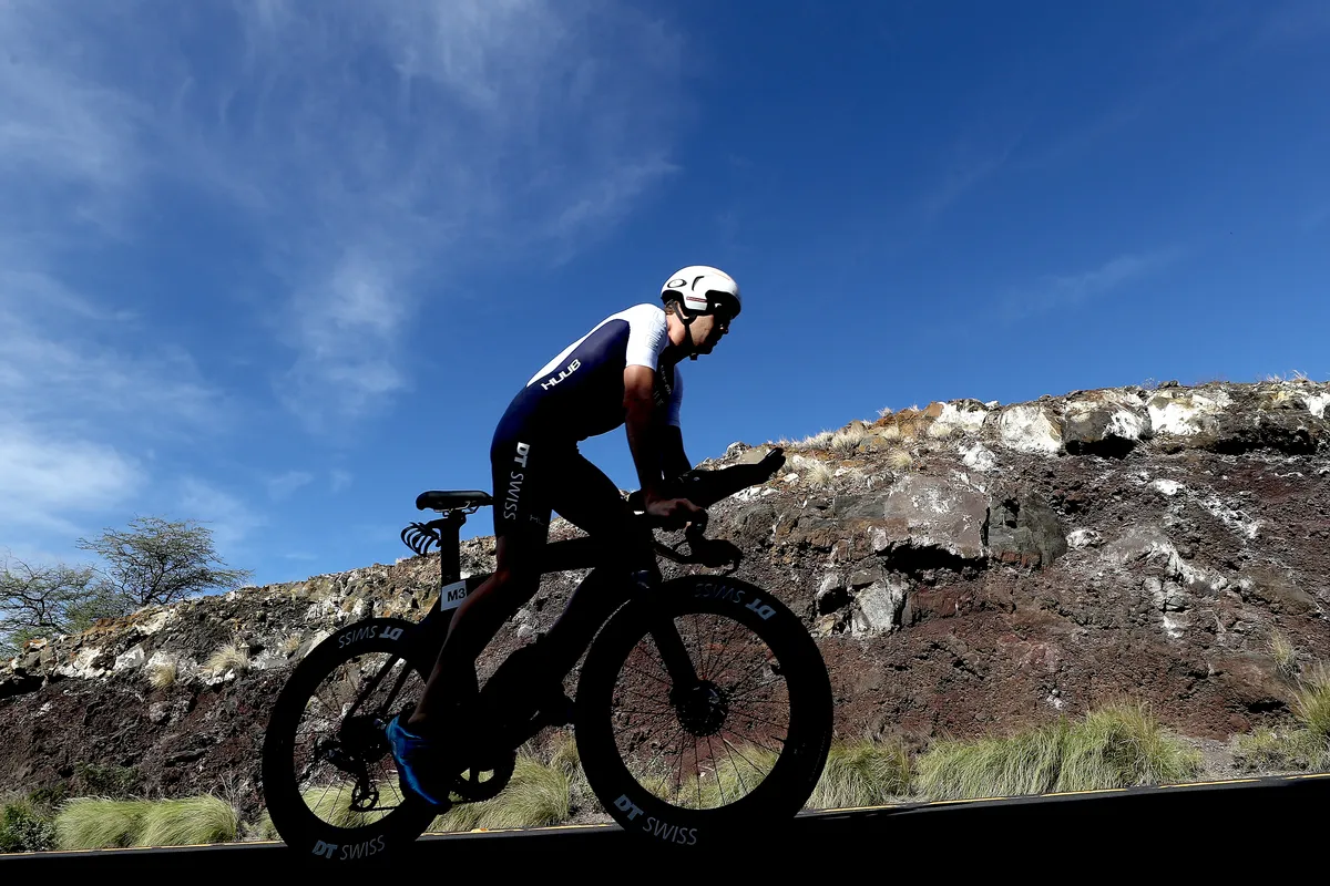 David McNamee of Great Britain competes in the Ironman World Championships on October 12, 2019 in Kailua Kona, Hawaii