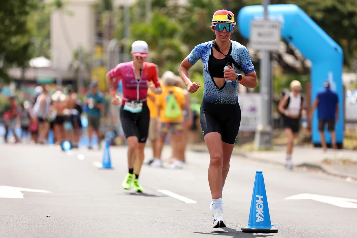 KAILUA KONA, HAWAII - OCTOBER 06: Fenella Langridge of Great Britain competes during the run portion of the Ironman World Championships on October 06, 2022 in Kailua Kona, Hawaii. (Photo by Ezra Shaw/Getty Images for IRONMAN)
