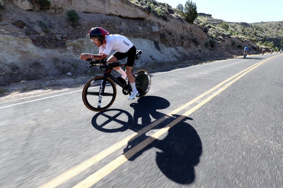 ST GEORGE, UTAH - MAY 07: Sam Laidlow of France competes on the bike in the 2021 IRONMAN World Championships on May 07, 2022 in St George, Utah. (Photo by Tom Pennington/Getty Images for IRONMAN)