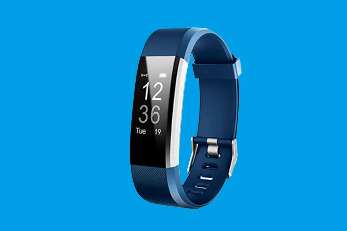 Aquarius Fitness Tracker on a blue background