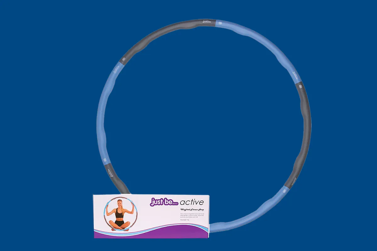 Just Be Fitness Hula Hoop on a blue background