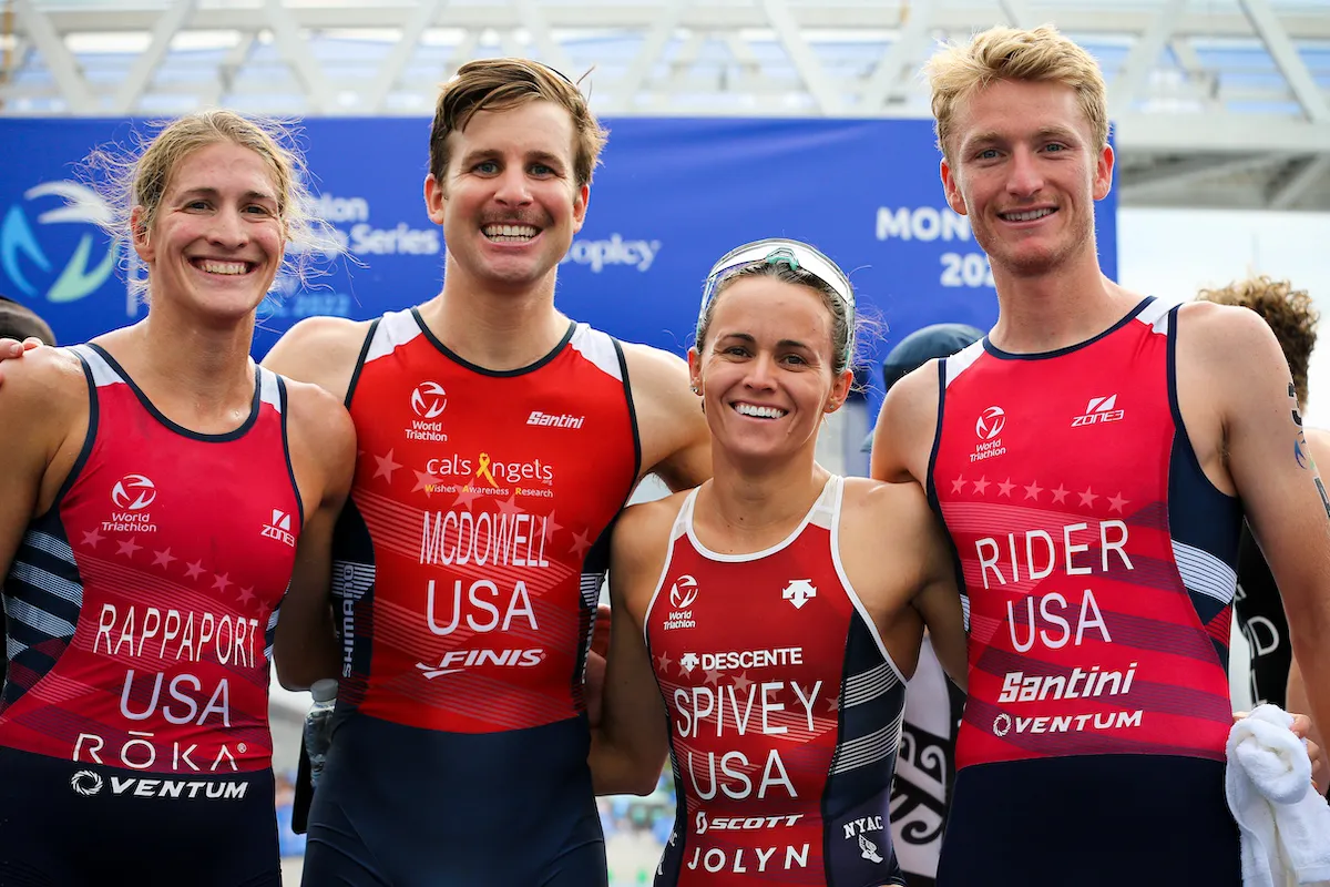 Team USA having just won bronze in the 2022 World Mixed Relay Champs in Montreal