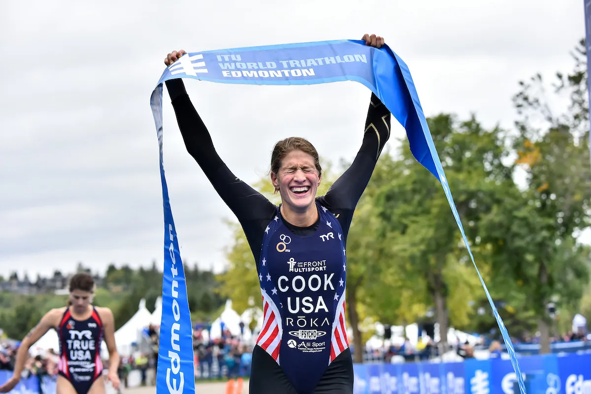 American triathlete Summer Cook (now Rappaport) wins the 2016 Edmonton WTS race