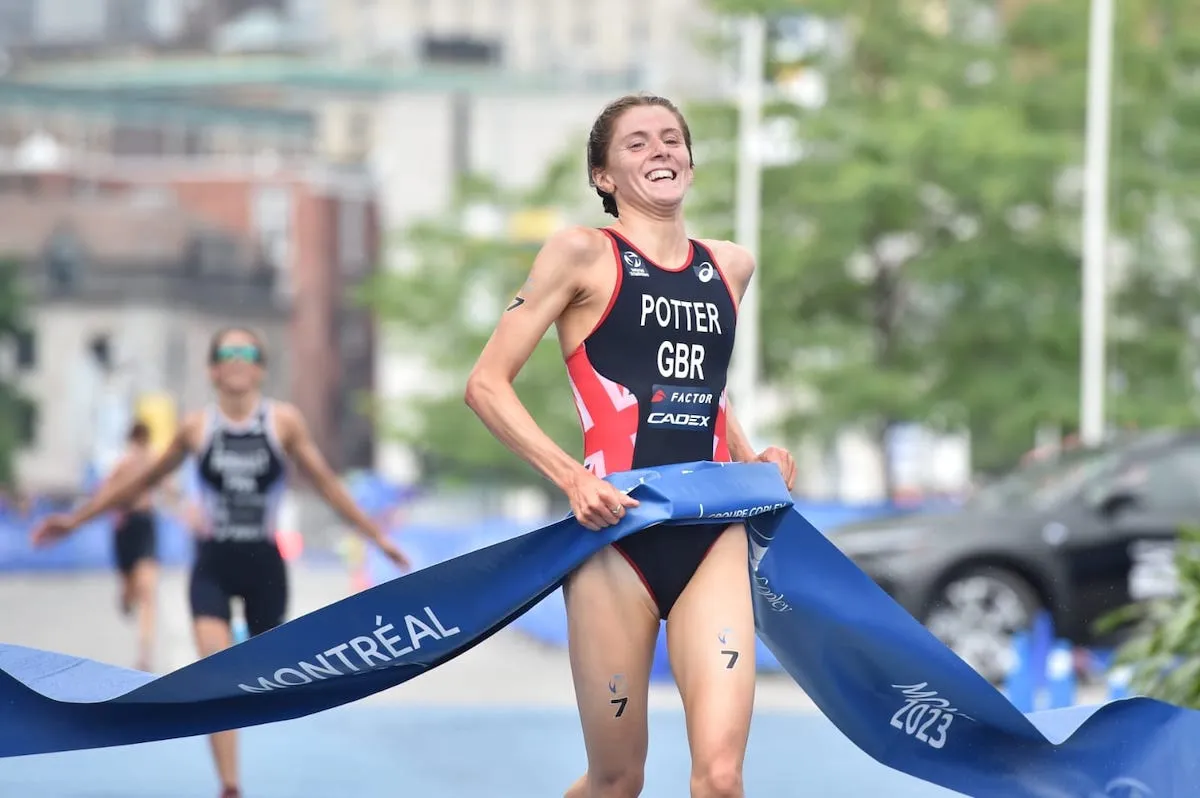Beth Potter takes the tape to win the 2023 Montreal WTCS race