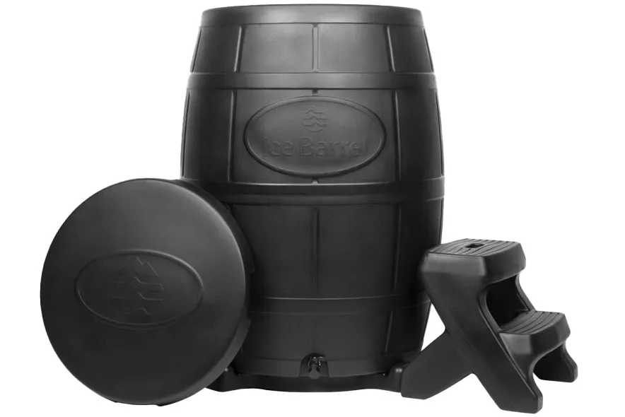 Ice Barrel 400 with lid and steps on a white background