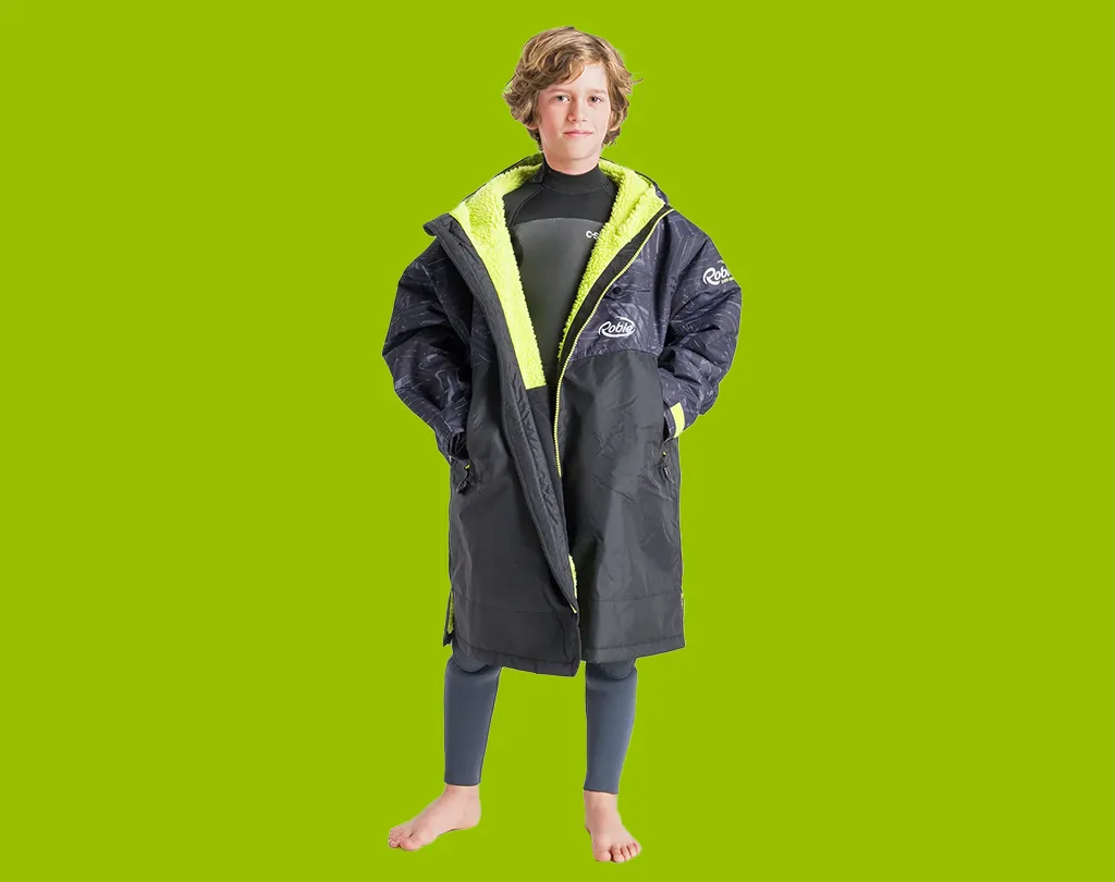 Robie Dry Series Short Sleeve Junior Changing Robe on a green background
