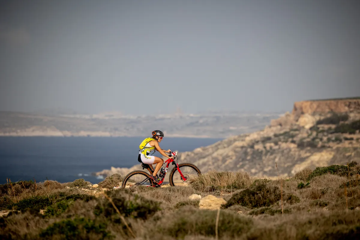 Female rider competing at Xterra Malta 2021