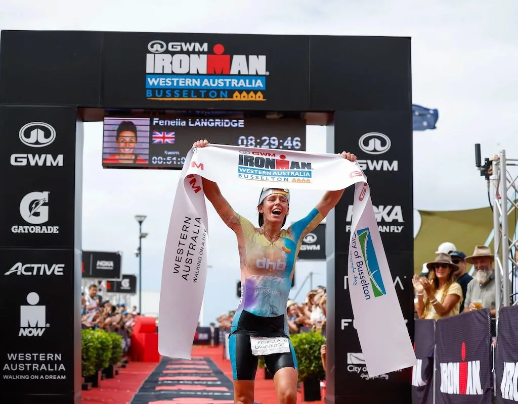 Fenella Langridge winning the 2023 Ironman Western Australia