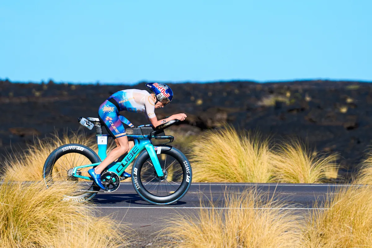 Lucy Charles-Barclay on the bike during the 2023 Ironman World Champs