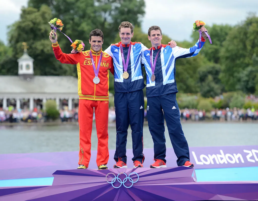 The Brownlees share the 2012 Olympic Games podium with Javier Gomez