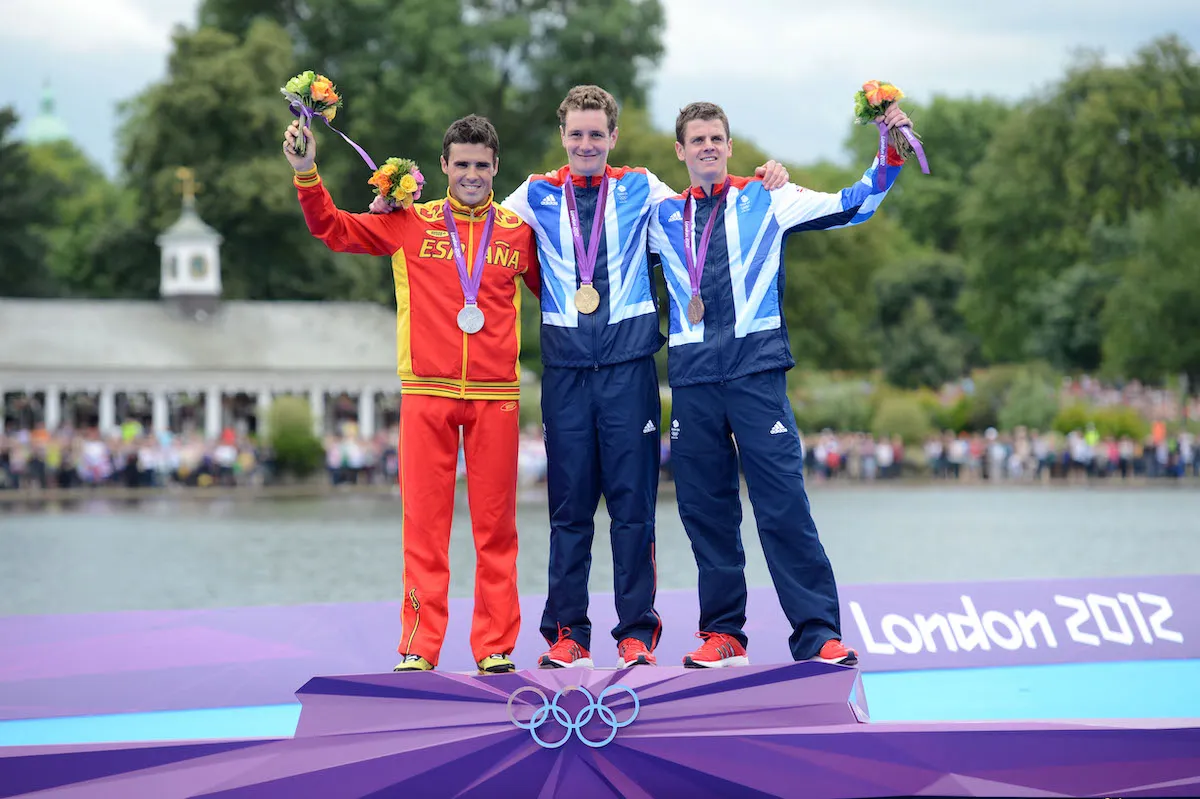 The Brownlees share the 2012 Olympic Games podium with Javier Gomez
