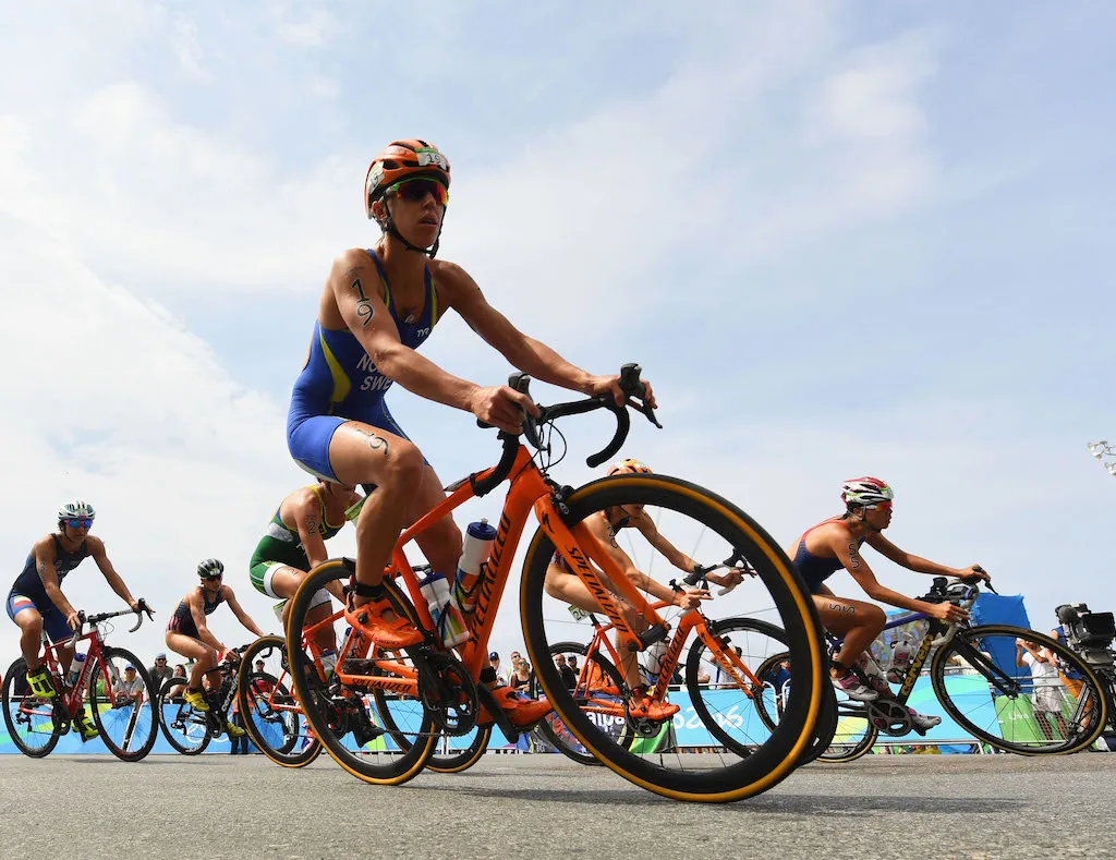 Lisa Norden competing at the 2016 Rio Olympic Games women's triathlon event