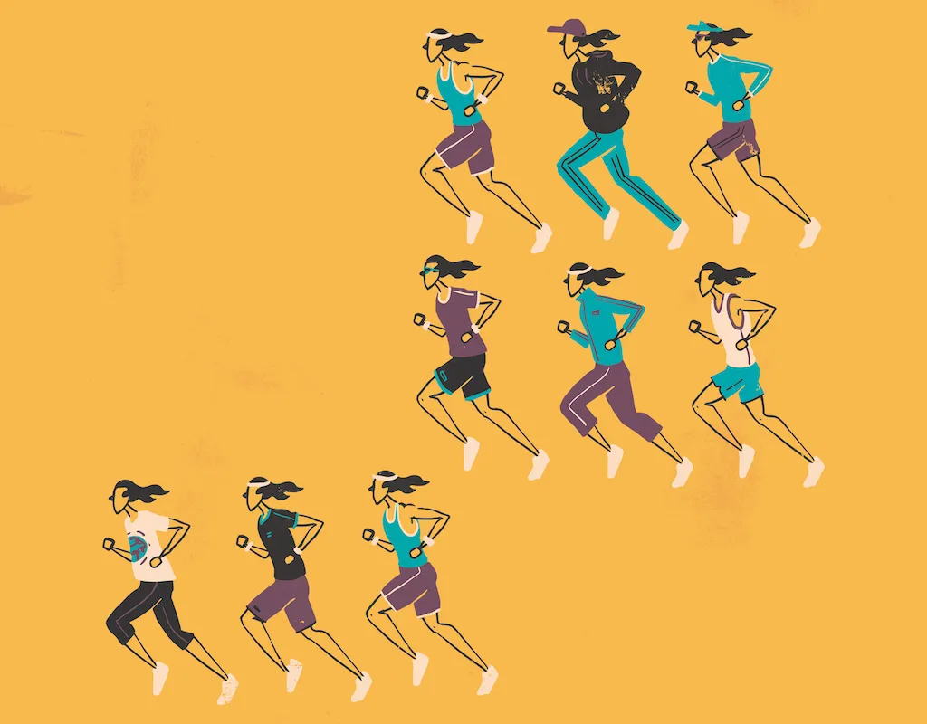 Illustration of runners in rows