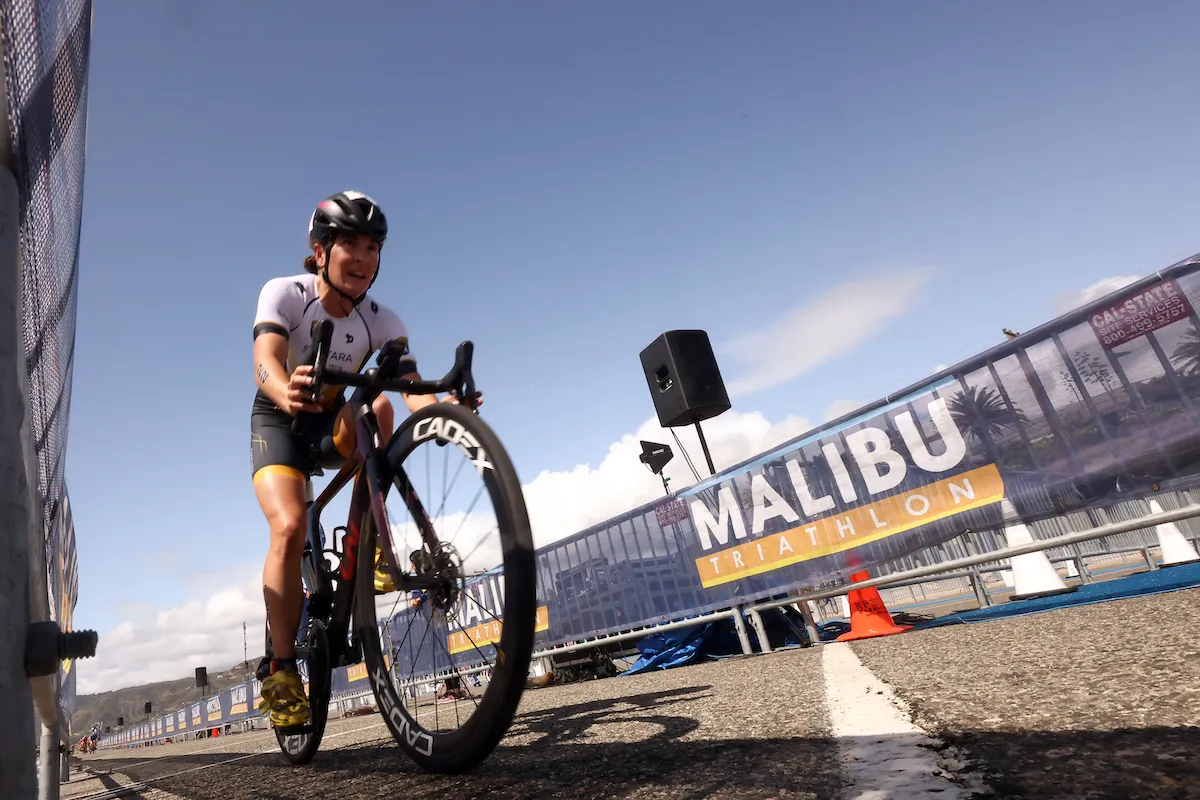 Triathlete Jeanne Lehair competes at Super League Triathlon Malibu, in 2023