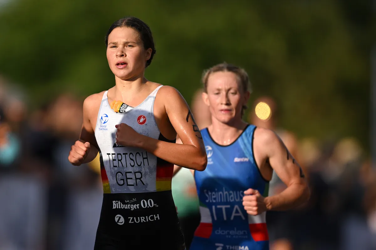 Lisa Tertsch competing at the 2022 European Triathlon Championships in Munich, Germany