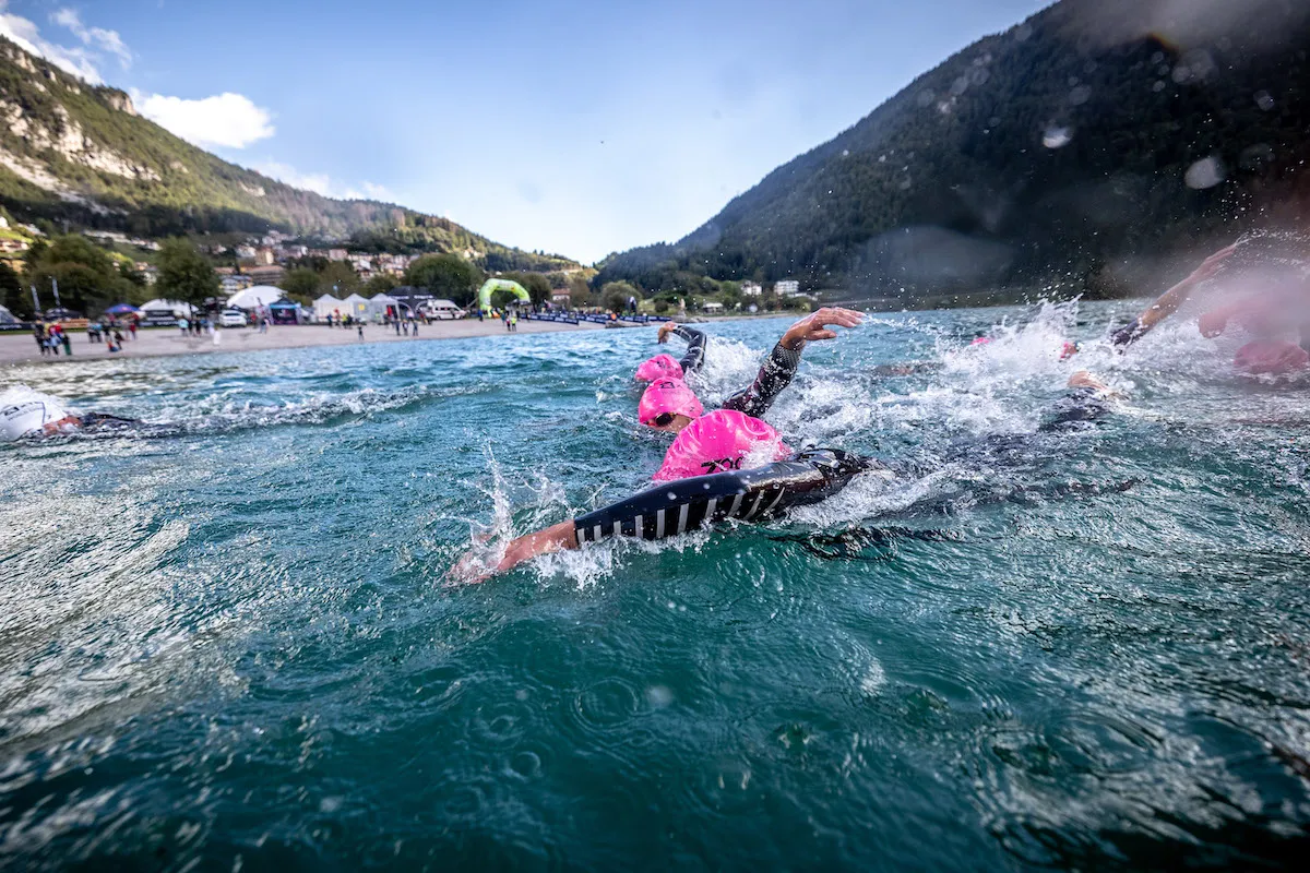 The swim leg of the 2023 Xterra World Champs in Trentino, Italy