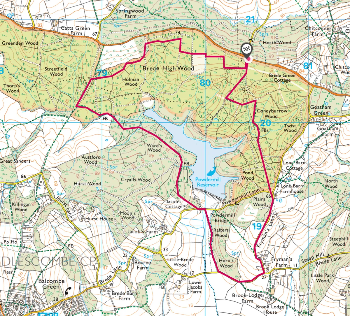 Brede High Woods map