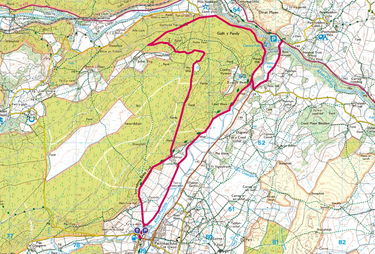 Machno Valley walking route and map