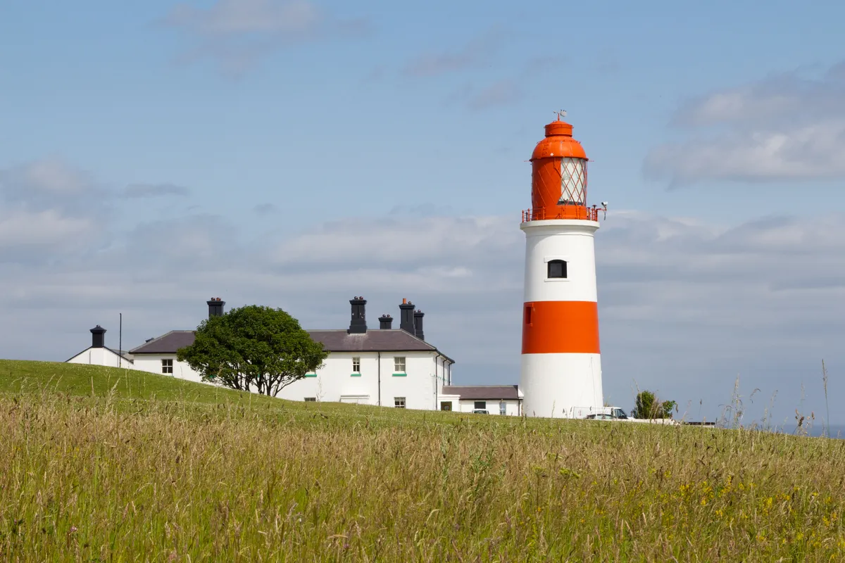 The Souter Lighthouse near Whitburn, Sunderland, Tyne and Wear, overlooking the North Sea