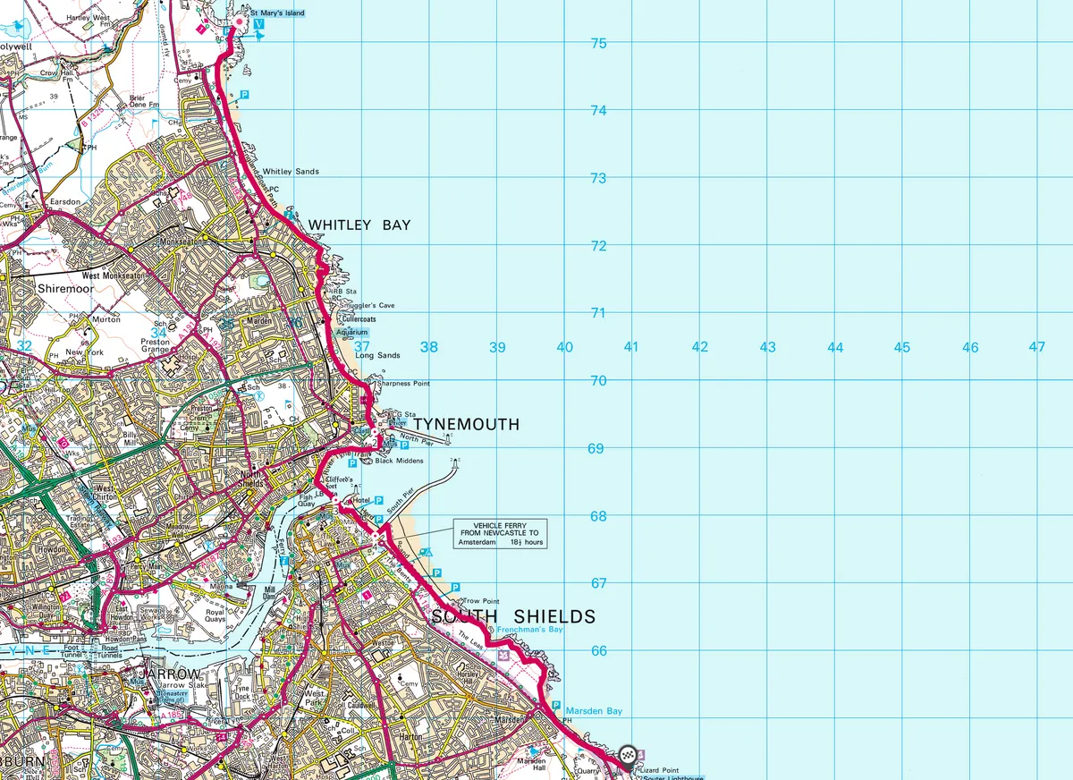 St Mary's to Souter Lighthouse map