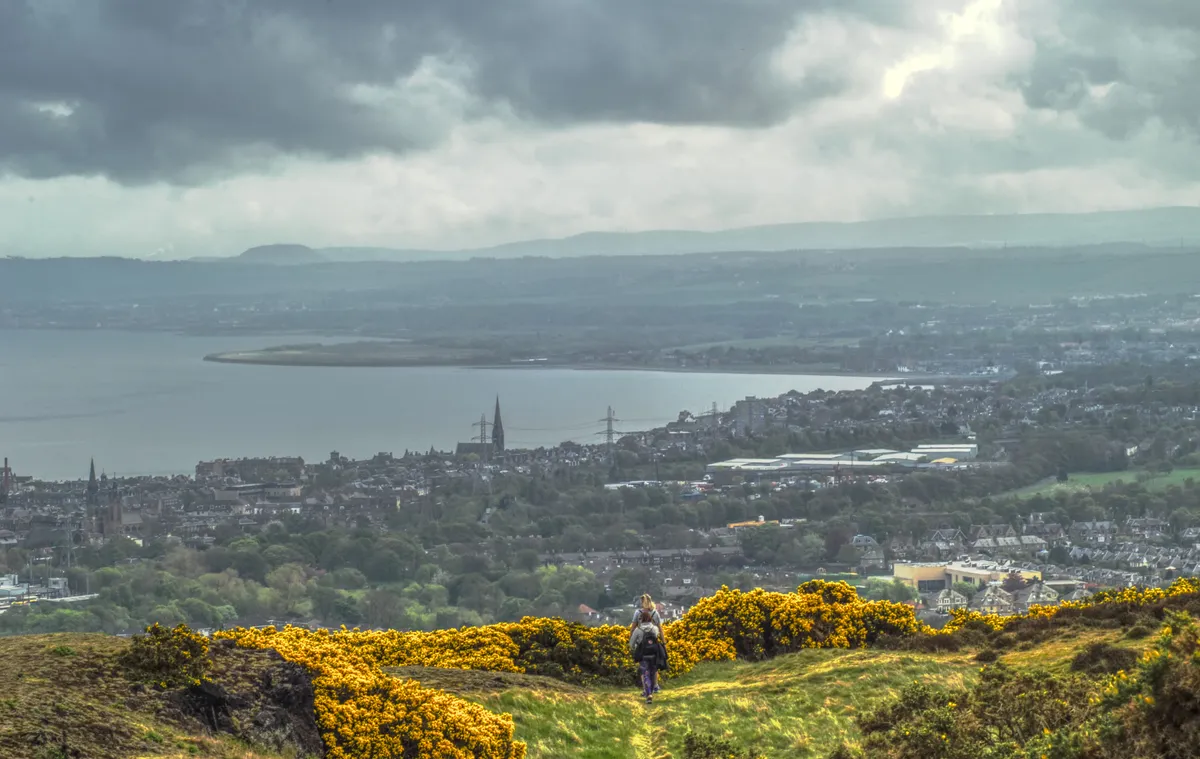 A view of Portobello and the Pentland Hills from Arthur's Seat