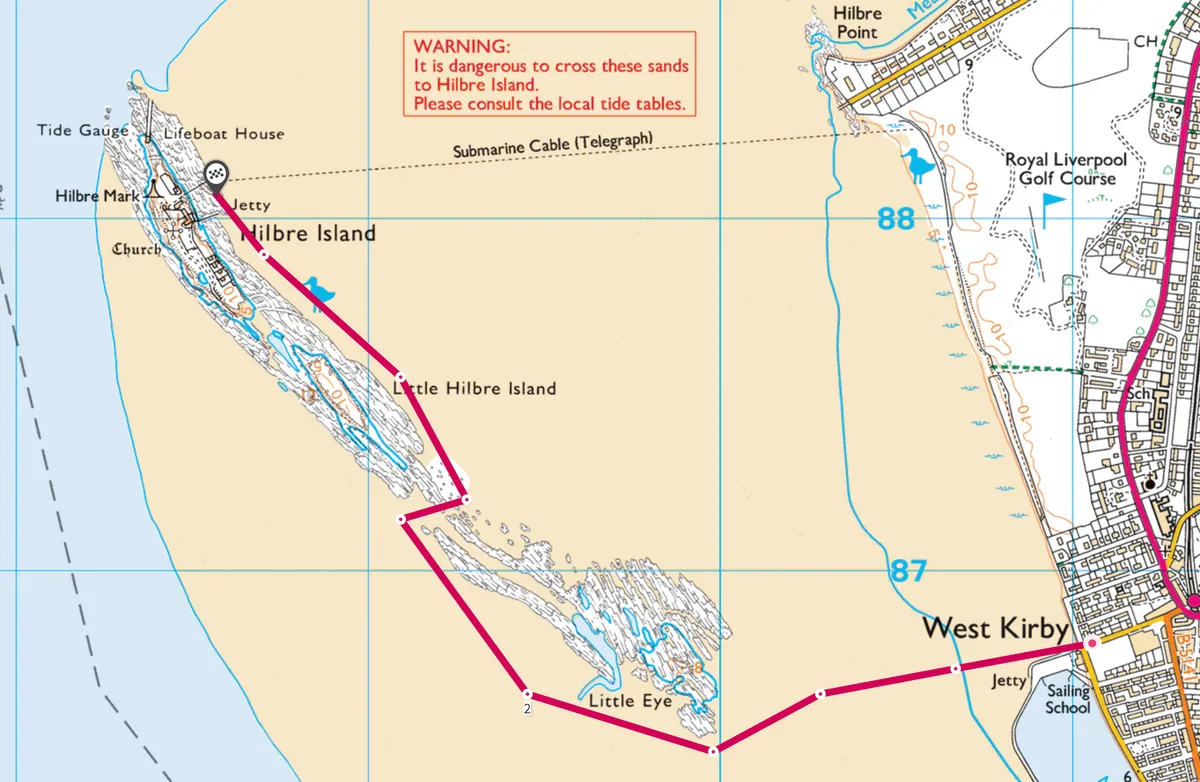 Hilbre Islands, Wirral map